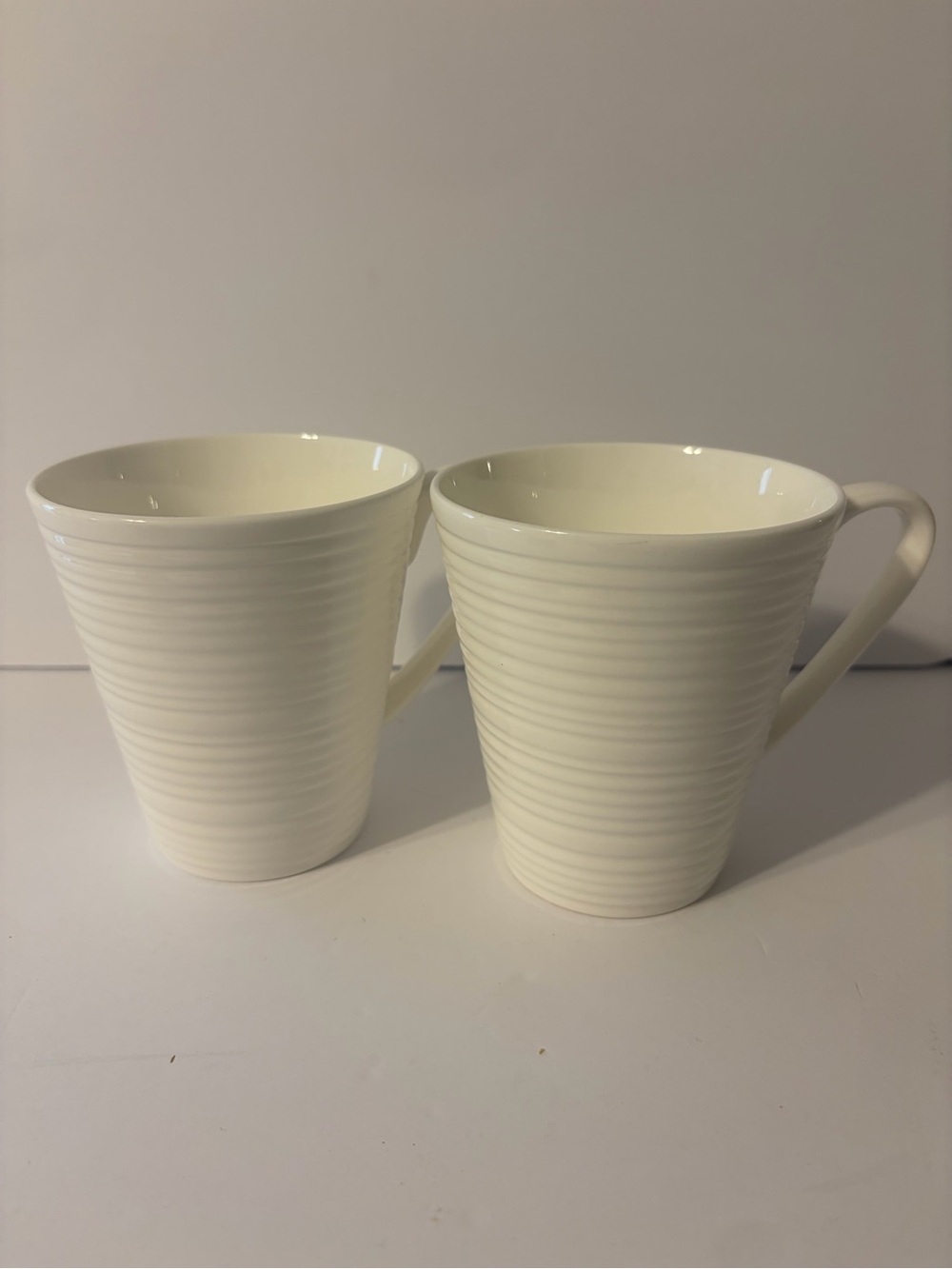 Chateau blanc White Ribbed fine bone china Mugs - Set of 2